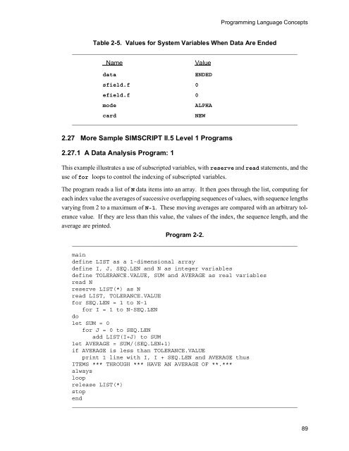 SIMSCRIPT II.5 Programming Language