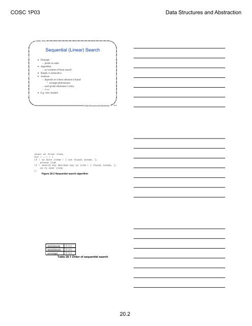 COSC 1P03 Data Structures and Abstraction 20.1