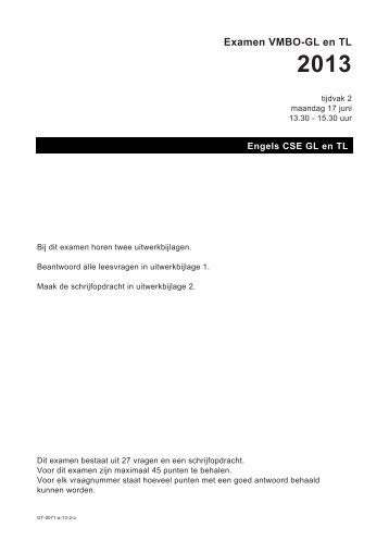 Examen VMBO-GL en TL 2013