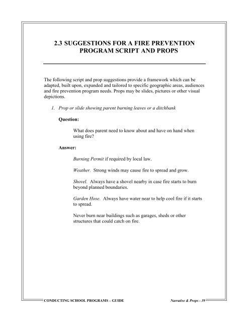 Wildfire Prevention Conducting School Programs Guide - National ...