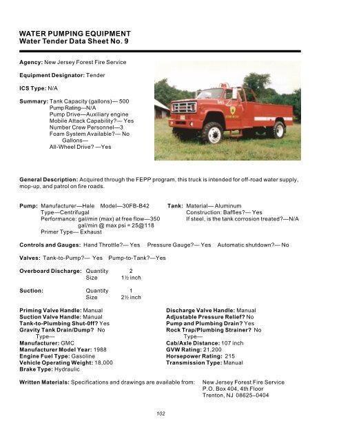 Water Handling Equipment Guide - National Wildfire Coordinating ...