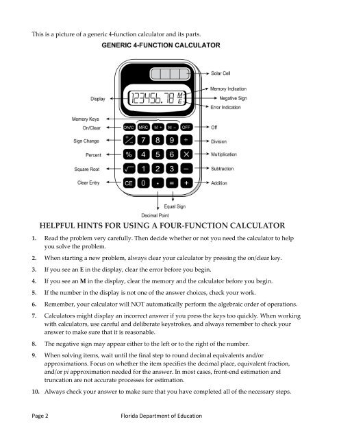 Algebra 1 EOC - Bureau of K-12 Assessment - Florida Department of ...