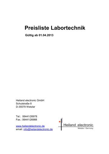 Preisliste Labortechnik - Heiland electronic GmbH