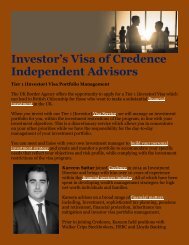 Investor’s Visa of Credence Independent Advisors