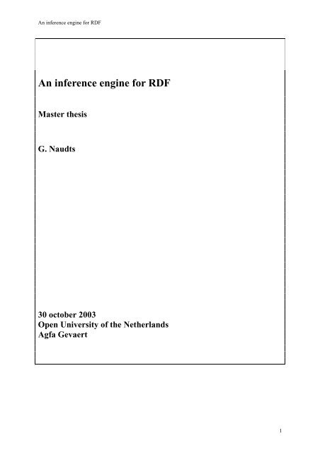 An inference engine for RDF - Agfa