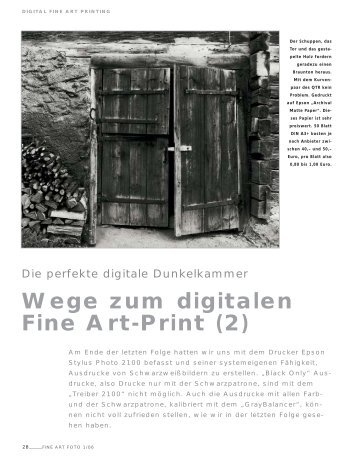 Wege zum digitalen Fine Art Print, Folge 2 - Dieter WALTER