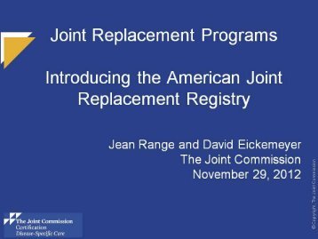 The American Joint Replacement Registry - Joint Commission
