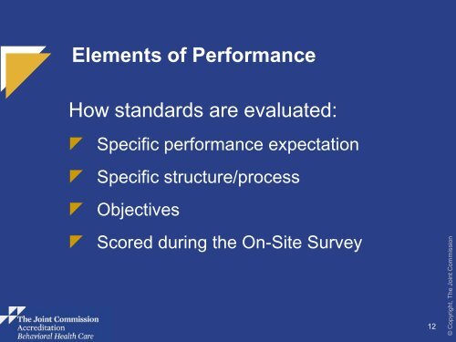 JC-Standards Overview Behavioral Health Care - Joint Commission