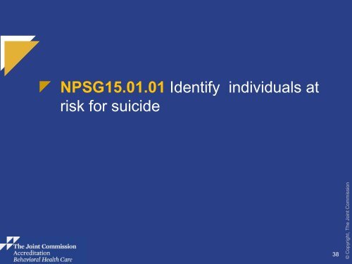 JC-Standards Overview Behavioral Health Care - Joint Commission