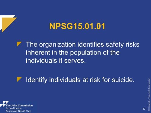 JC-Standards Overview Behavioral Health Care - Joint Commission