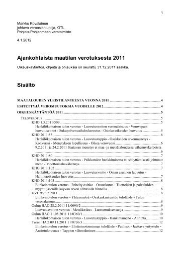 Ajankohtaista maatilan verotuksesta 2011 - MTK