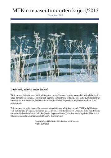 Uutiskirje 1/2013 - MTK