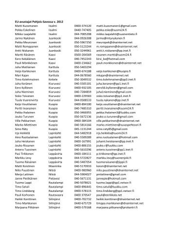 EU-avustajat Pohjois-Savossa v. 2012 Matti Kuosmanen ... - MTK