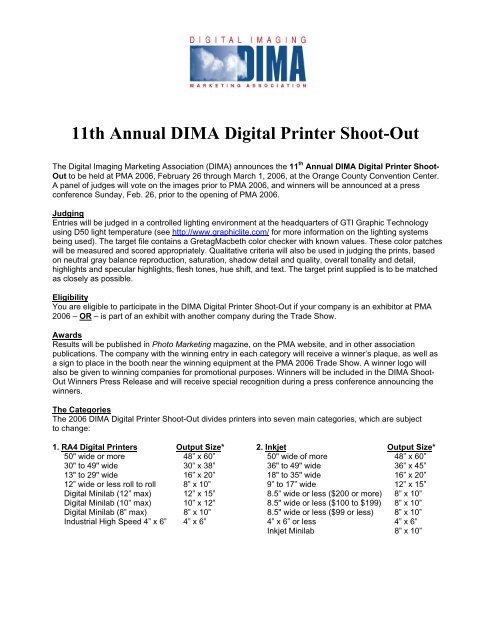 11th Annual DIMA Digital Printer Shoot-Out