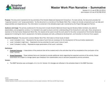 Master Work Plan Narrative - Smarter Balanced Assessment ...