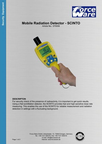 Mobile Radiation Detector - SCINTO - Force Ware