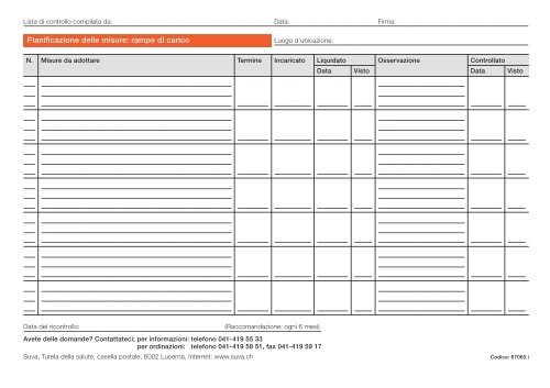 Lista di controllo Rampe di carico - ULSS5