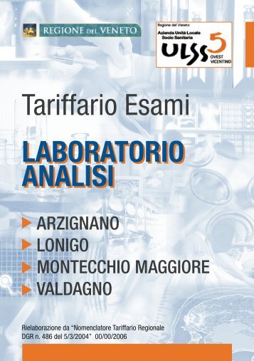 Tariffario Esami del Laboratorio Analisi - ULSS5