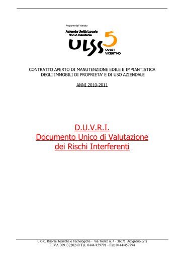 D.U.V.R.I. Documento Unico di Valutazione dei Rischi ... - ULSS5