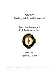 Ulster GAA Coaching and Games Development Talent Development ...
