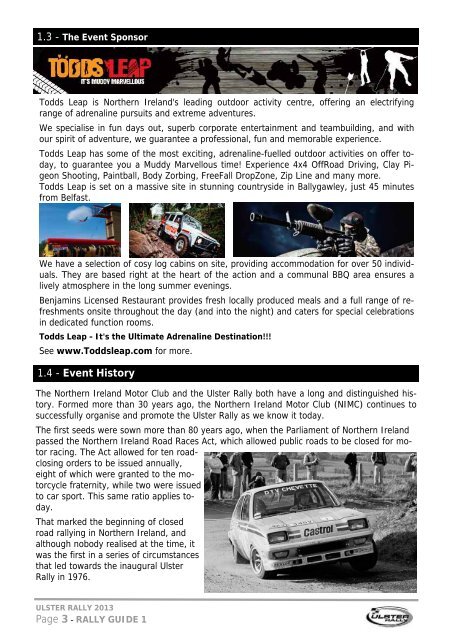 2013 Rally Guide 1 - Ulster Rally