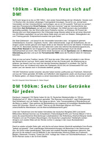 Berichte auf der DUV-Homepage - ultrakoch.org