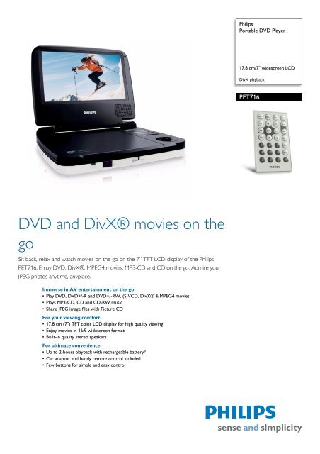 PET716/12 Philips Portable DVD Player