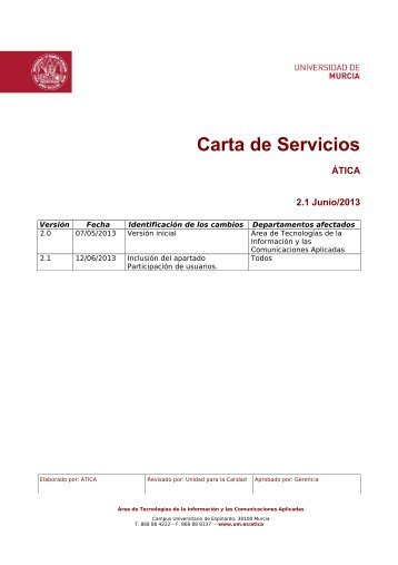 Carta de Servicios - Universidad de Murcia
