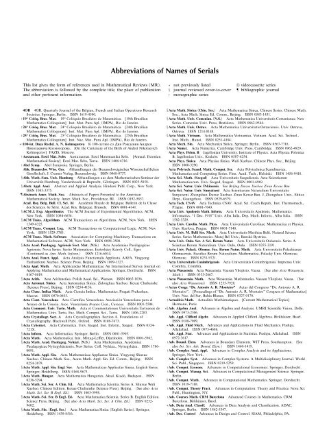 Abbreviations of Names of Serials (PDF) - Universidad de Murcia