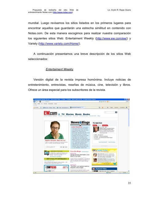 Propuesta de rediseÃ±o del sitio Web de entretenimiento Notas.com ...