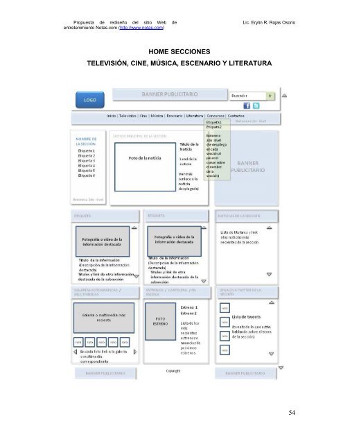 Propuesta de rediseÃ±o del sitio Web de entretenimiento Notas.com ...