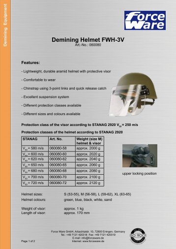 Demining Helmet FWH-3V - Force Ware