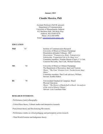 CURRICULUM VITAE - University of Massachusetts Amherst