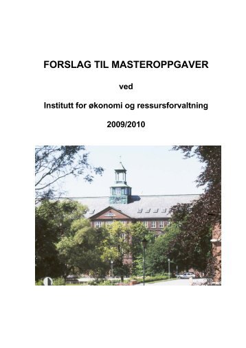 FORSLAG TIL MASTEROPPGAVER - UMB