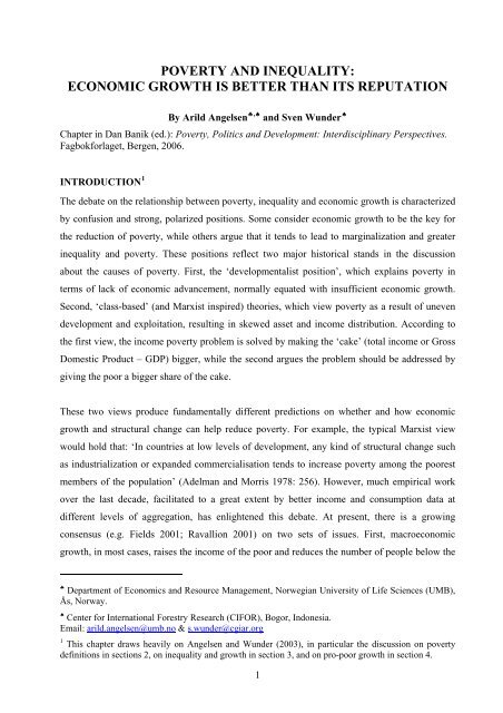 Poverty, Inequality and Economic Growth - UMB