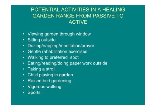 HEALING GARDENS IN HOSPITALS - Umcg