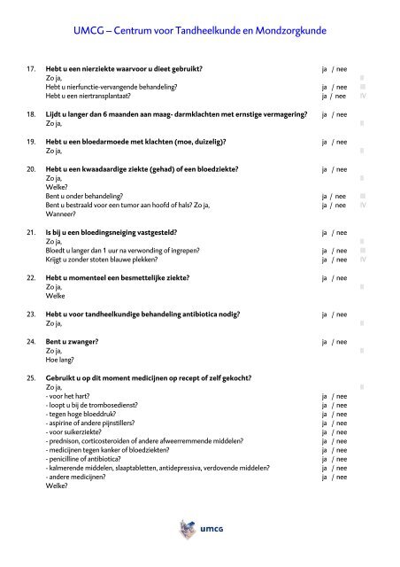 gezondheidsvragenlijst met ASA score nov 2010 - Umcg