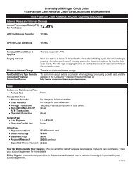 Visa Platinum Cash Rewards Credit Card Disclosure & Agreement