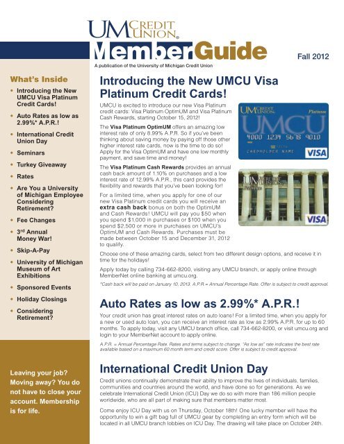 Fall 2012 - University of Michigan Credit Union