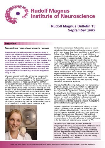 Rudolf Magnus Bulletin 15 September 2005 - UMC Utrecht