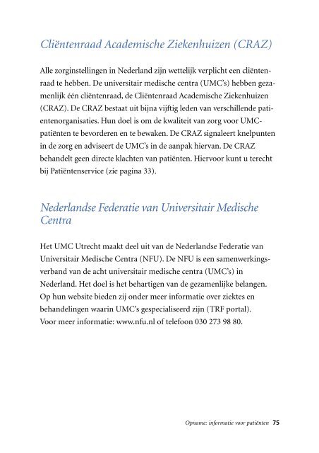 Download hier de folder 'Opname'. - UMC Utrecht