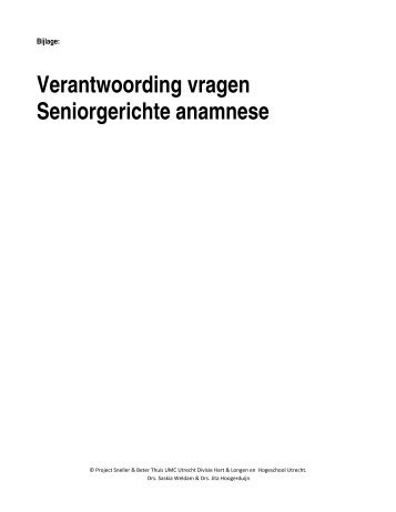 Verantwoording vragen Seniorgerichte anamnese - UMC Utrecht