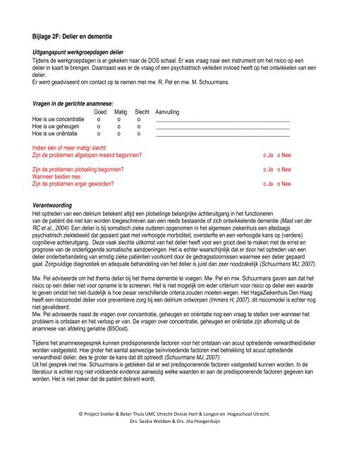 Verantwoording vragen Seniorgerichte anamnese - UMC Utrecht