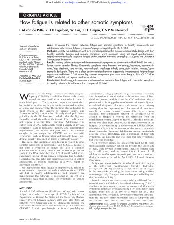 How fatigue is related to other somatic symptoms - UMC Utrecht