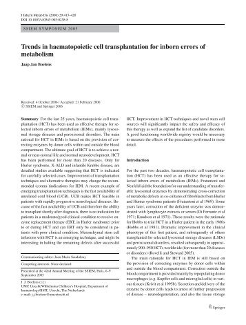 Trends in haematopoietic cell transplantation for ... - UMC Utrecht