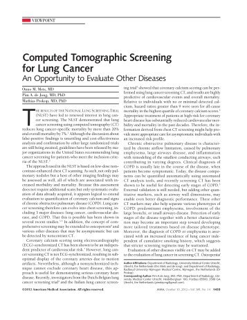 Computed Tomographic Screening for Lung Cancer - UMC Utrecht