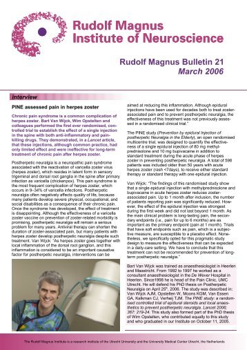 Rudolf Magnus Bulletin 21 March 2006 - UMC Utrecht