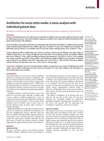 Articles Antibiotics for acute otitis media: a meta ... - UMC Utrecht