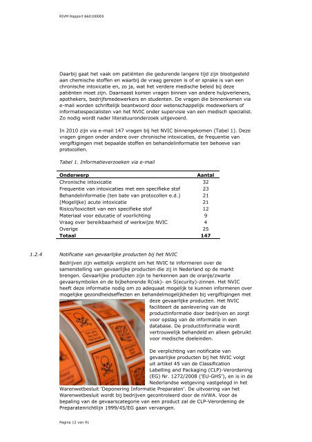 Acute vergiftigingen bij mens en dier, Jaaroverzicht 2010 - Rivm