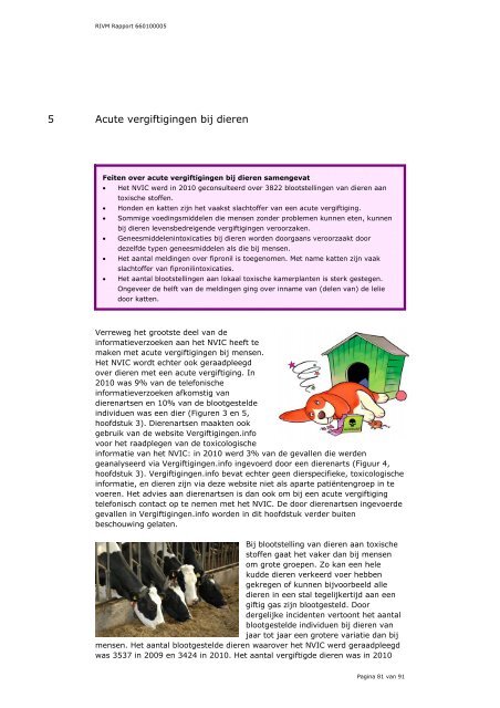 Acute vergiftigingen bij mens en dier, Jaaroverzicht 2010 - Rivm